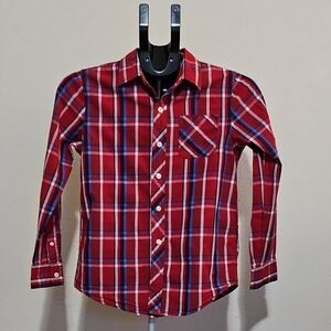 Boy's Plaid Button Down Long Sleeve Shirt, Lot Of 2